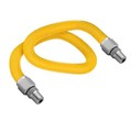 Flextron Gas Line Hose 1/2'' O.D.x72'' Len 1/2" MIP Fittings Yellow Coated Stainless Steel Flexible Connector FTGC-YC38-72A